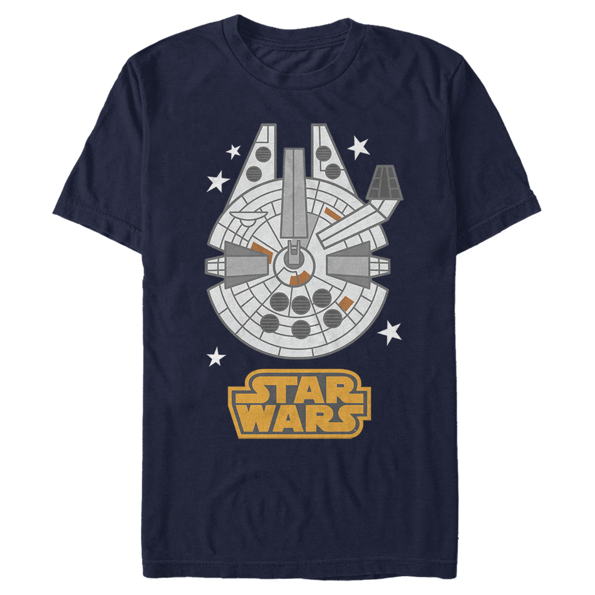 Men's Star Wars Cartoon Millennium Falcon Graphic Tee Navy Blue 3X Large